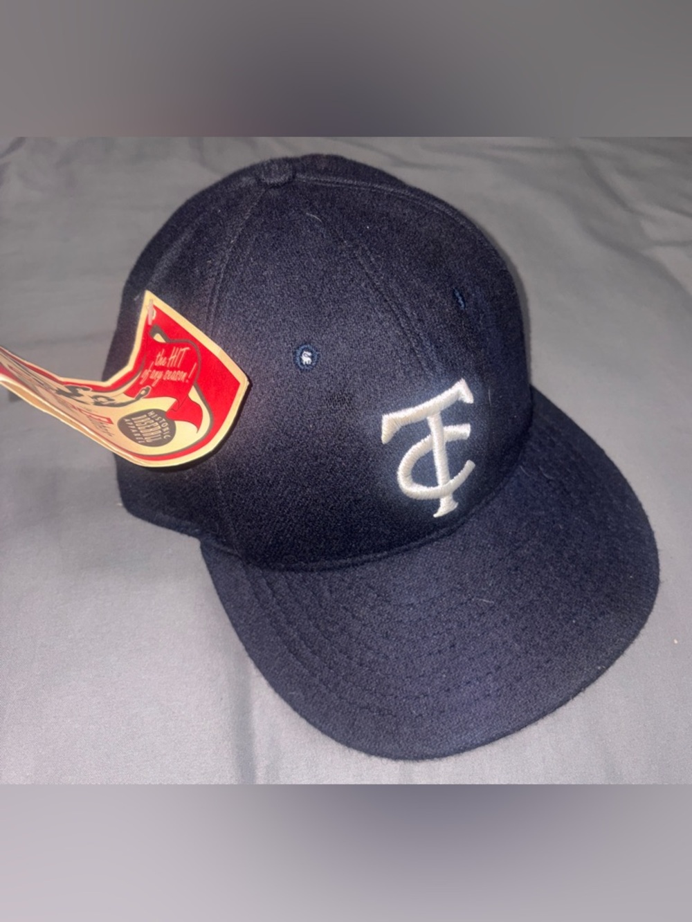 Ebbets Field Flannels Navy Wool Cap with White Embroidered Eyelet